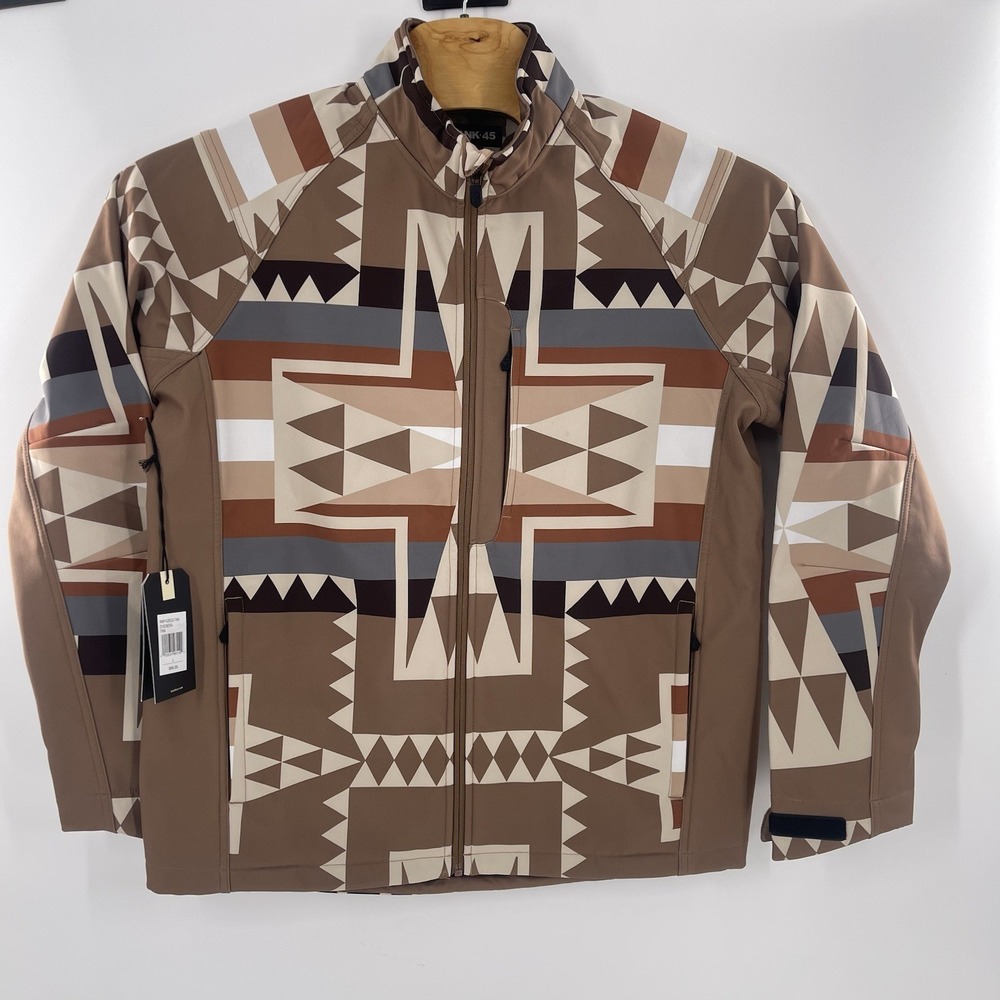RANK 45 Men's Cheneka 2.0 Colorblock Southwestern Print Softshell Jacket Large‎